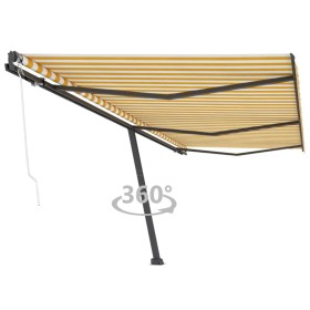 Toldo de pie automático amarillo y blanco 600x300 cm de , Toldos - Ref: Foro24-3069808, Precio: 655,24 €, Descuento: %