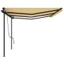 Toldo retráctil automático con postes amarillo y blanco 6x3 m de , Toldos - Ref: Foro24-3070208, Precio: 669,54 €, Descuento: %