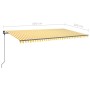Toldo retráctil automático con postes amarillo y blanco 6x3 m de , Toldos - Ref: Foro24-3070208, Precio: 669,54 €, Descuento: %