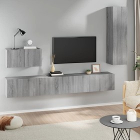 Set de muebles para TV 4 pzas madera contrachapada gris Sonoma de , Muebles TV - Ref: Foro24-3114332, Precio: 158,67 €, Descu...