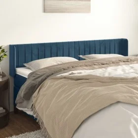 Dark blue velvet headboard 163x16x78/88 cm by , Headboards and footboards - Ref: Foro24-3119064, Price: 81,24 €, Discount: %