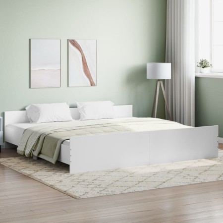 Estructura de cama con cabecero y piecero blanco 180x200 cm de , Camas y somieres - Ref: Foro24-3203768, Precio: 170,20 €, De...
