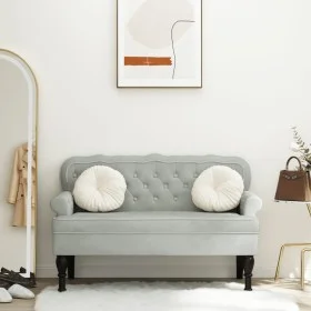 Banco con respaldo terciopelo gris claro 119,5x64,5x75 cm de , Bancos - Ref: Foro24-372156, Precio: 166,87 €, Descuento: %