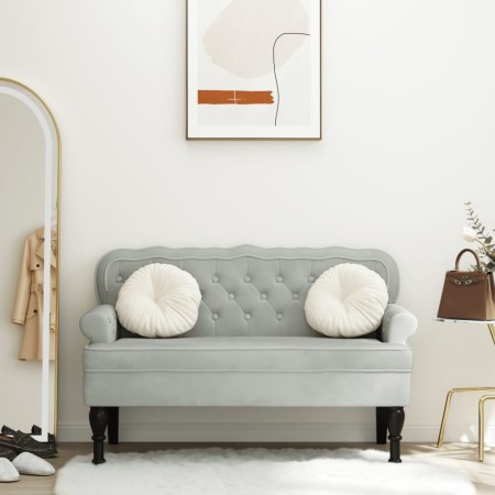 Banco con respaldo terciopelo gris claro 119,5x64,5x75 cm de , Bancos - Ref: Foro24-372156, Precio: 171,75 €, Descuento: %