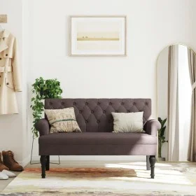 Banco con respaldo tela marrón oscuro 120x62x75,5 cm de , Bancos - Ref: Foro24-372123, Precio: 184,65 €, Descuento: %