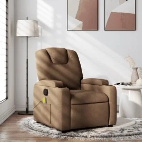 Sillón reclinable con masaje de tela marrón de , Sillones - Ref: Foro24-372381, Precio: 207,93 €, Descuento: %