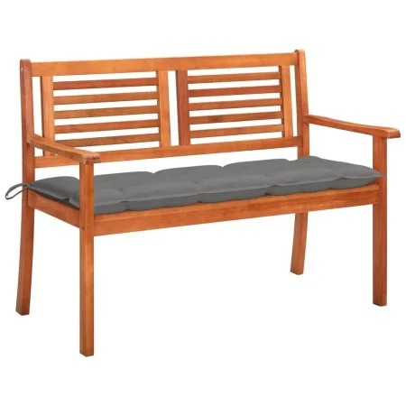 Banco de jardín 2 plazas madera maciza eucalipto y cojín 120 cm de , Bancos de jardín - Ref: Foro24-3060985, Precio: 198,36 €...