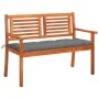Banco de jardín 2 plazas madera maciza eucalipto y cojín 120 cm de , Bancos de jardín - Ref: Foro24-3060985, Precio: 198,36 €...