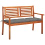 Banco de jardín 2 plazas madera maciza eucalipto y cojín 120 cm de , Bancos de jardín - Ref: Foro24-3060985, Precio: 202,14 €...