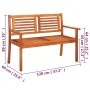Banco de jardín 2 plazas madera maciza eucalipto y cojín 120 cm de , Bancos de jardín - Ref: Foro24-3060985, Precio: 198,36 €...