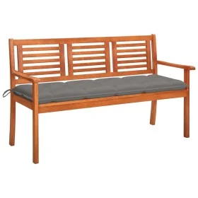 Banco de jardín 3 plazas madera maciza eucalipto y cojín 150 cm de , Bancos de jardín - Ref: Foro24-3061012, Precio: 194,76 €...