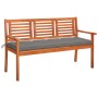 Banco de jardín 3 plazas madera maciza eucalipto y cojín 150 cm de , Bancos de jardín - Ref: Foro24-3061012, Precio: 194,27 €...