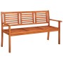 Banco de jardín 3 plazas madera maciza eucalipto y cojín 150 cm de , Bancos de jardín - Ref: Foro24-3061012, Precio: 194,27 €...