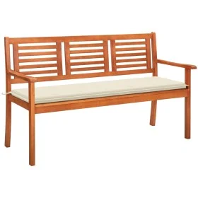 Banco de jardín 3 plazas y cojín madera maciza eucalipto 150 cm de , Bancos de jardín - Ref: Foro24-3060998, Precio: 187,83 €...