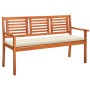 Banco de jardín 3 plazas y cojín madera maciza eucalipto 150 cm de , Bancos de jardín - Ref: Foro24-3060998, Precio: 191,11 €...