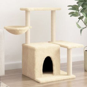 Rascador para gatos con postes de sisal color crema 83 cm en Mobiliario para gatos | Comprar online en Foru.es