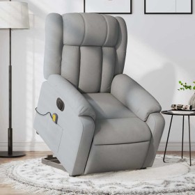 Sillón de masaje eléctrico reclinable elevable tela gris claro en Sillones | Comprar online en Foru.es