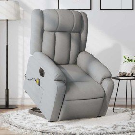 Sillón de masaje eléctrico reclinable elevable tela gris claro en Sillones | Comprar online en Foru.es