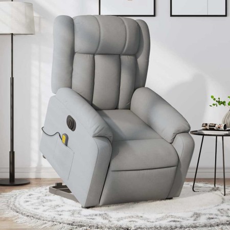 Sillón de masaje eléctrico reclinable elevable tela gris claro en Sillones | Comprar online en Foru.es