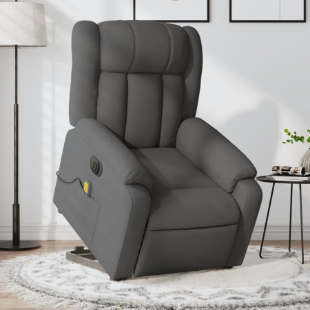 Sillón de masaje eléctrico reclinable elevable tela gris oscuro en Sillones | Comprar online en Foru.es