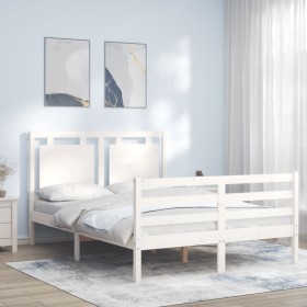 Estructura de cama con cabecero madera maciza blanco 140x200 cm de , Camas y somieres - Ref: Foro24-3194052, Precio: 152,28 €...