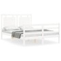 Estructura de cama con cabecero madera maciza blanco 140x200 cm de , Camas y somieres - Ref: Foro24-3194052, Precio: 152,28 €...