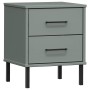 Mesita de noche patas de metal madera maciza pino gris OSLO de vidaXL, Mesitas de noche - Ref: Foro24-350974, Precio: 68,91 €...