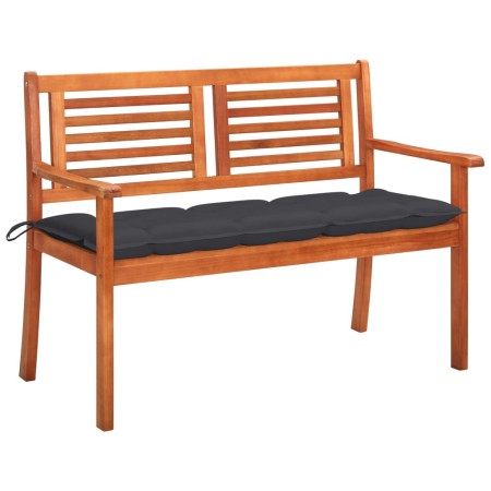 Banco de jardín 2 plazas madera maciza eucalipto y cojín 120 cm de , Bancos de jardín - Ref: Foro24-3060984, Precio: 193,42 €...
