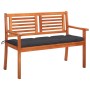 Banco de jardín 2 plazas madera maciza eucalipto y cojín 120 cm de , Bancos de jardín - Ref: Foro24-3060984, Precio: 193,42 €...