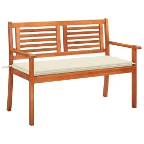Banco de jardín 2 plazas madera maciza eucalipto y cojín 120 cm de , Bancos de jardín - Ref: Foro24-3060971, Precio: 181,42 €...