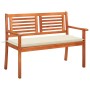 Banco de jardín 2 plazas madera maciza eucalipto y cojín 120 cm de , Bancos de jardín - Ref: Foro24-3060971, Precio: 184,59 €...