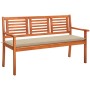Banco de jardín 3 plazas madera maciza eucalipto y cojín 150 cm de , Bancos de jardín - Ref: Foro24-3060999, Precio: 191,59 €...
