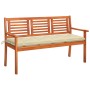 Banco de jardín 3 plazas madera maciza eucalipto y cojín 150 cm de , Bancos de jardín - Ref: Foro24-3061013, Precio: 189,11 €...