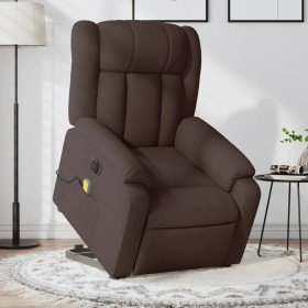 Sillón masaje eléctrico reclinable elevable tela marrón oscuro en Sillones | Comprar online en Foru.es