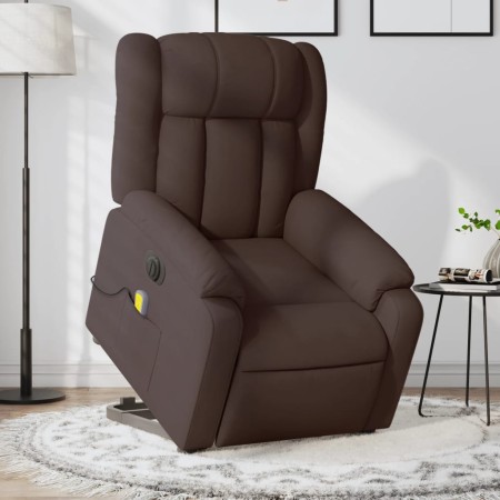 Sillón masaje eléctrico reclinable elevable tela marrón oscuro en Sillones | Comprar online en Foru.es