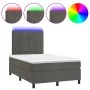 Box spring bed with mattress and LED dark gray velvet 120x200 cm by , Beds and slatted bases - Ref: Foro24-3136114, Price: 39...