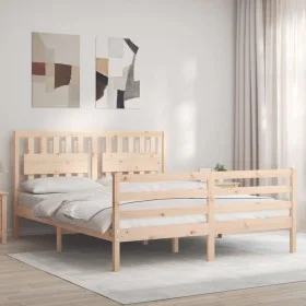 Estructura de cama con cabecero madera maciza 160x200 cm de , Camas y somieres - Ref: Foro24-3194321, Precio: 150,38 €, Descu...