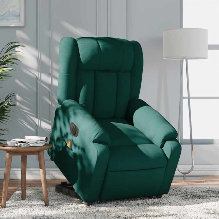 Sillón masaje eléctrico reclinable elevable tela verde oscuro en Sillones | Comprar online en Foru.es