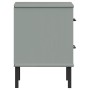 Mesita de noche patas de metal madera maciza pino gris OSLO de vidaXL, Mesitas de noche - Ref: Foro24-350974, Precio: 68,91 €...