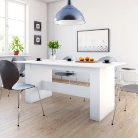 White engineered wood dining table 180x90x76 cm by , Kitchen and dining tables - Ref: Foro24-800468, Price: 95,31 €, Discount: %