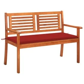 Banco de jardín 2 plazas madera maciza eucalipto y cojín 120 cm de , Bancos de jardín - Ref: Foro24-3060975, Precio: 177,57 €...