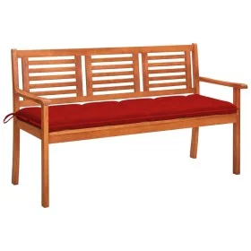 Banco de jardín 3 plazas madera maciza eucalipto y cojín 150 cm de , Bancos de jardín - Ref: Foro24-3061017, Precio: 198,71 €...