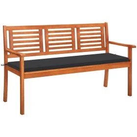 3-Sitzer-Gartenbank aus massivem Eukalyptusholz und Kissen 150 cm von , Gartenbänke - Ref: Foro24-3060996, Preis: 191,33 €, R...