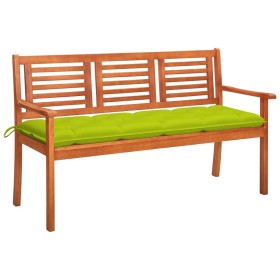 Banco de jardín 3 plazas madera maciza eucalipto y cojín 150 cm de , Bancos de jardín - Ref: Foro24-3061022, Precio: 192,22 €...