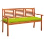 Banco de jardín 3 plazas madera maciza eucalipto y cojín 150 cm de , Bancos de jardín - Ref: Foro24-3061022, Precio: 192,22 €...