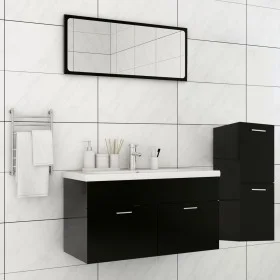 Juego de muebles de baño madera de ingeniería negro de , Muebles de baño - Ref: Foro24-3071199, Precio: 292,92 €, Descuento: %