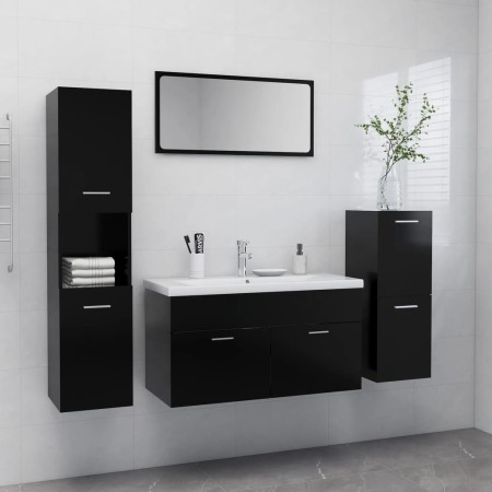 Juego de muebles de baño madera de ingeniería negro de , Muebles de baño - Ref: Foro24-3071379, Precio: 446,65 €, Descuento: %
