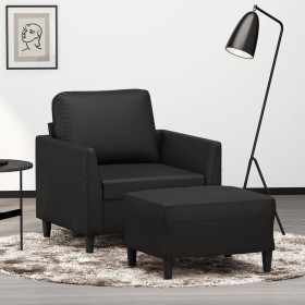 Sillón con taburete cuero sintético negro 60 cm de , Sofás - Ref: Foro24-3201117, Precio: 176,10 €, Descuento: %