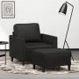 Sillón con taburete cuero sintético negro 60 cm de , Sofás - Ref: Foro24-3201117, Precio: 185,28 €, Descuento: %
