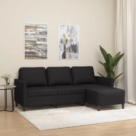 3-Sitzer-Sofa mit schwarzem Kunstlederhocker 180 cm von , Sofas - Ref: Foro24-3201122, Preis: 315,87 €, Rabatt: %